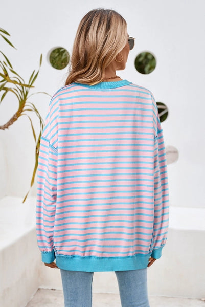 Pink & Blue Stripe Taylor Sweatshirt