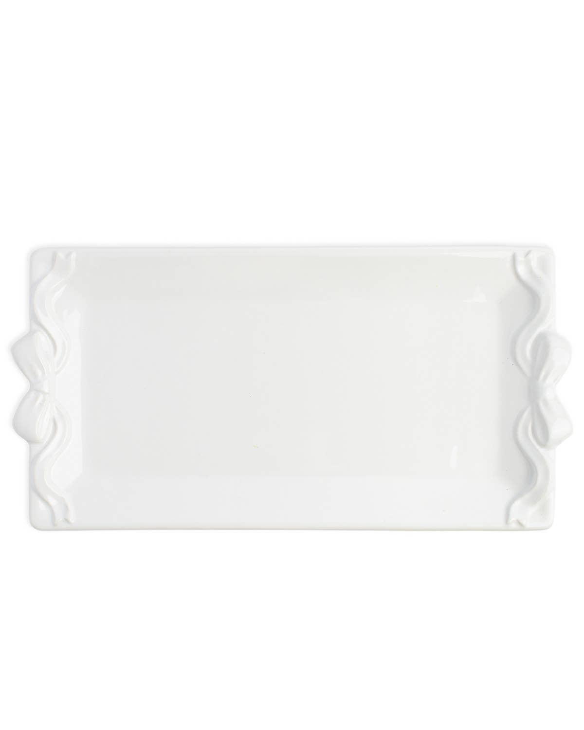 White Bow Embossed Rectangle Platter