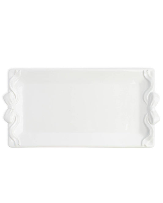 White Bow Embossed Rectangle Platter
