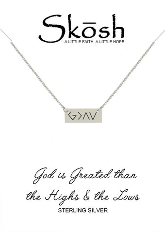 Skosh Silver Short God Is Greater Necklace