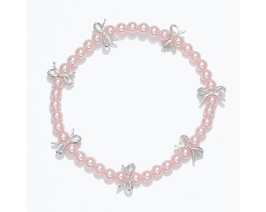 Pink Pearl Bow Bracelet