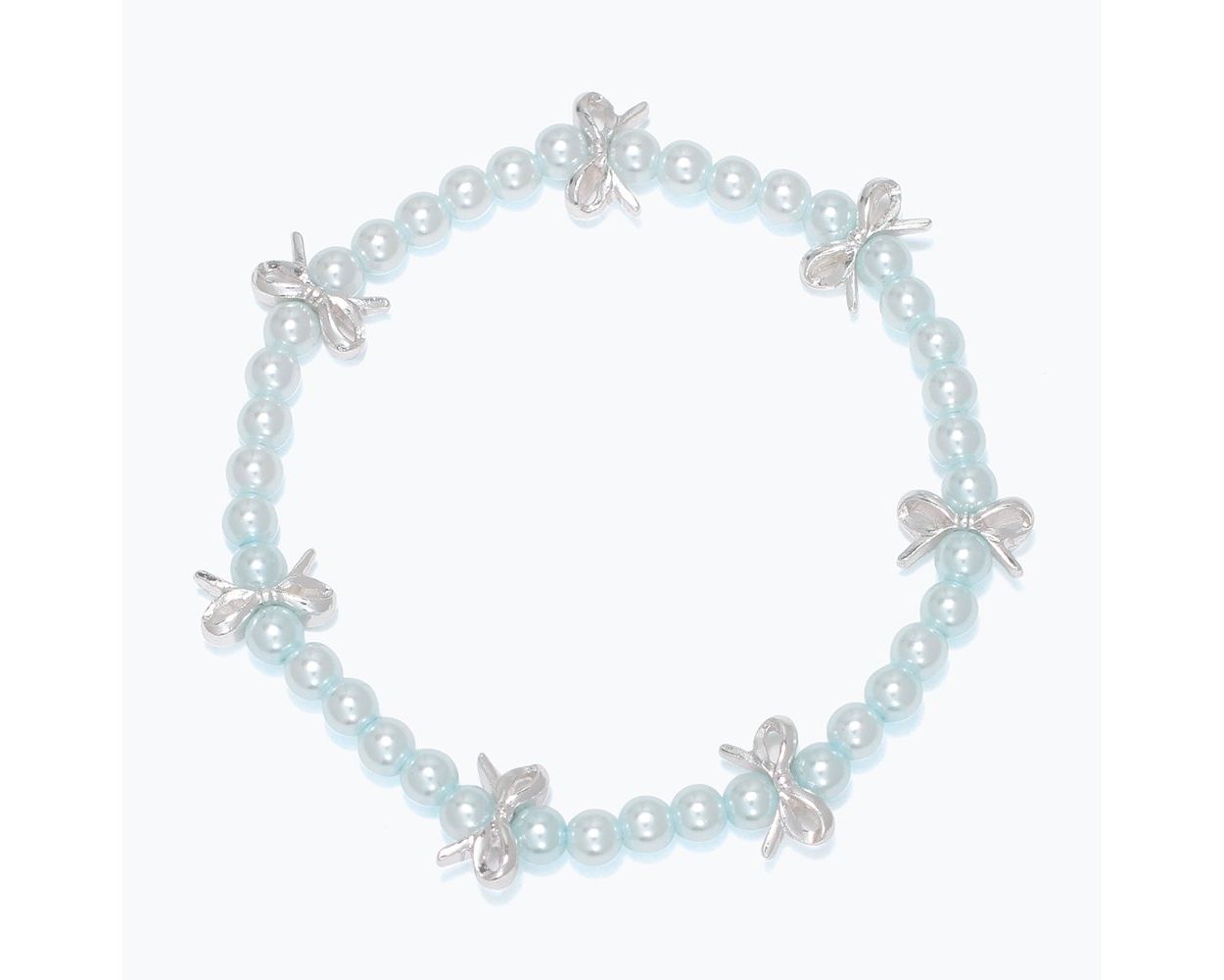 Light Blue Pearl Bow Bracelet