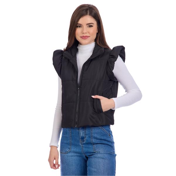 Mud Pie Black Lile Ruffle Quilted Vest