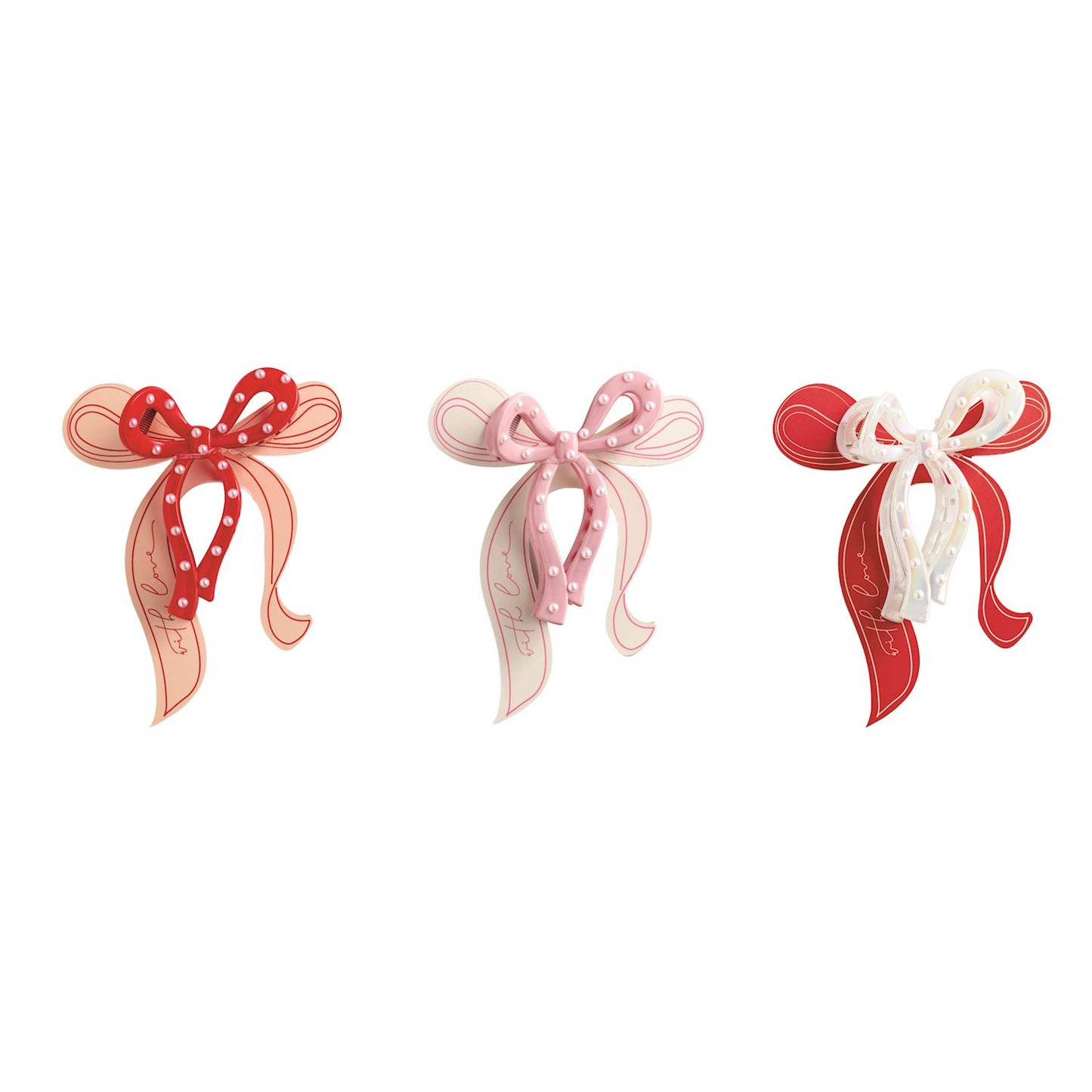 Mud Pie Pink & Red Bow Claw Clips
