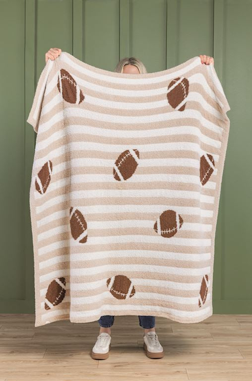Mud Pie Football Tailgate Chenille Blanket