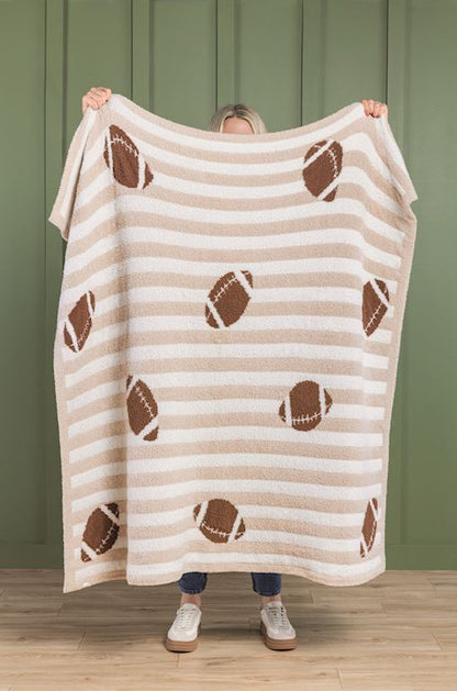Mud Pie Football Tailgate Chenille Blanket