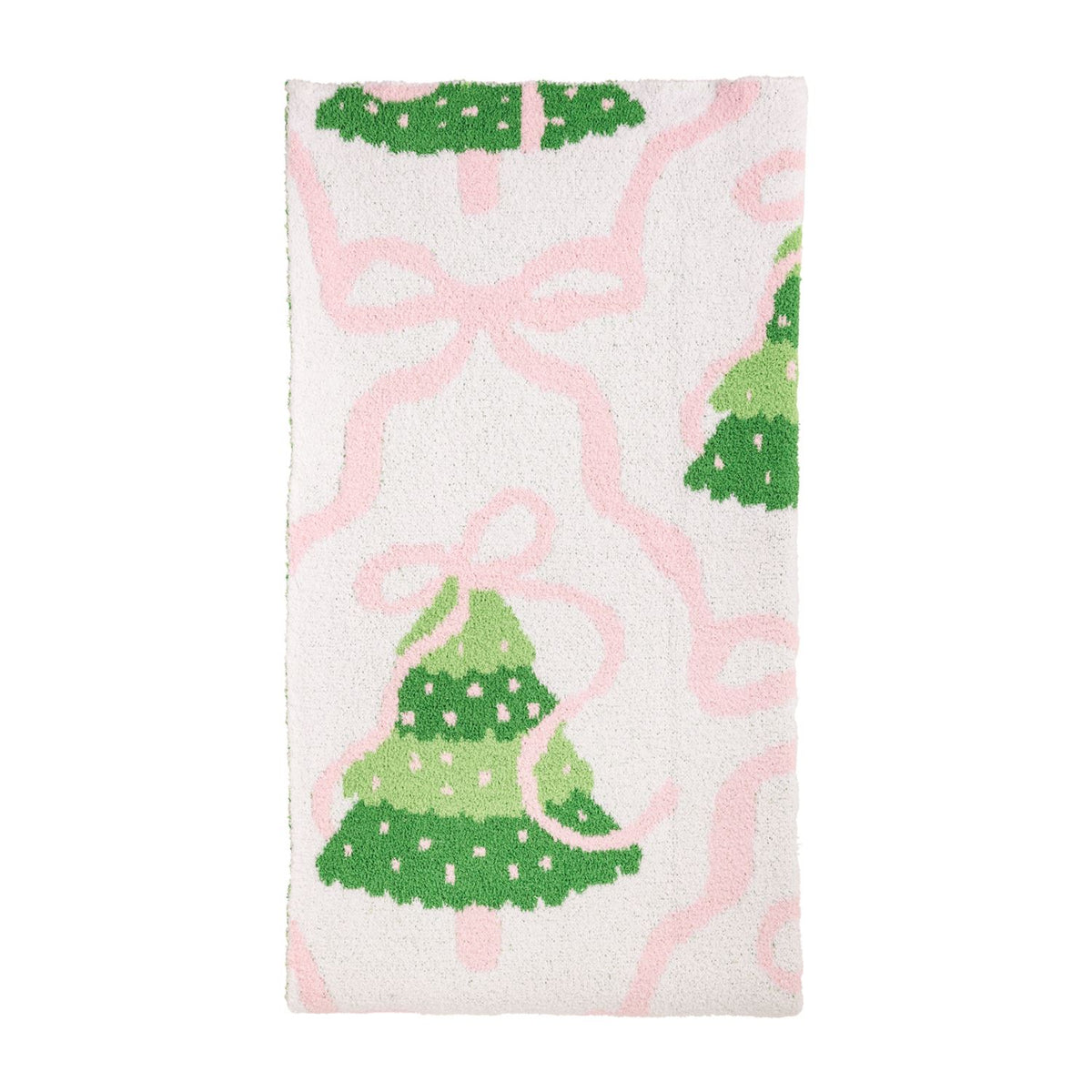 Mud Pie Pink Bow Tree Chenille Blanket