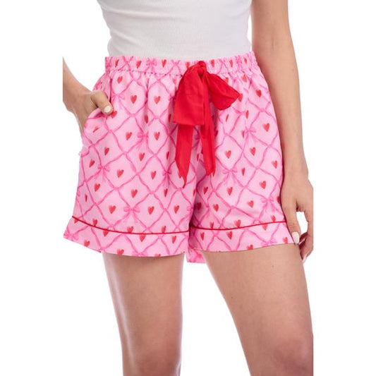 Mud Pie Pink Hearts Pajama Shorts