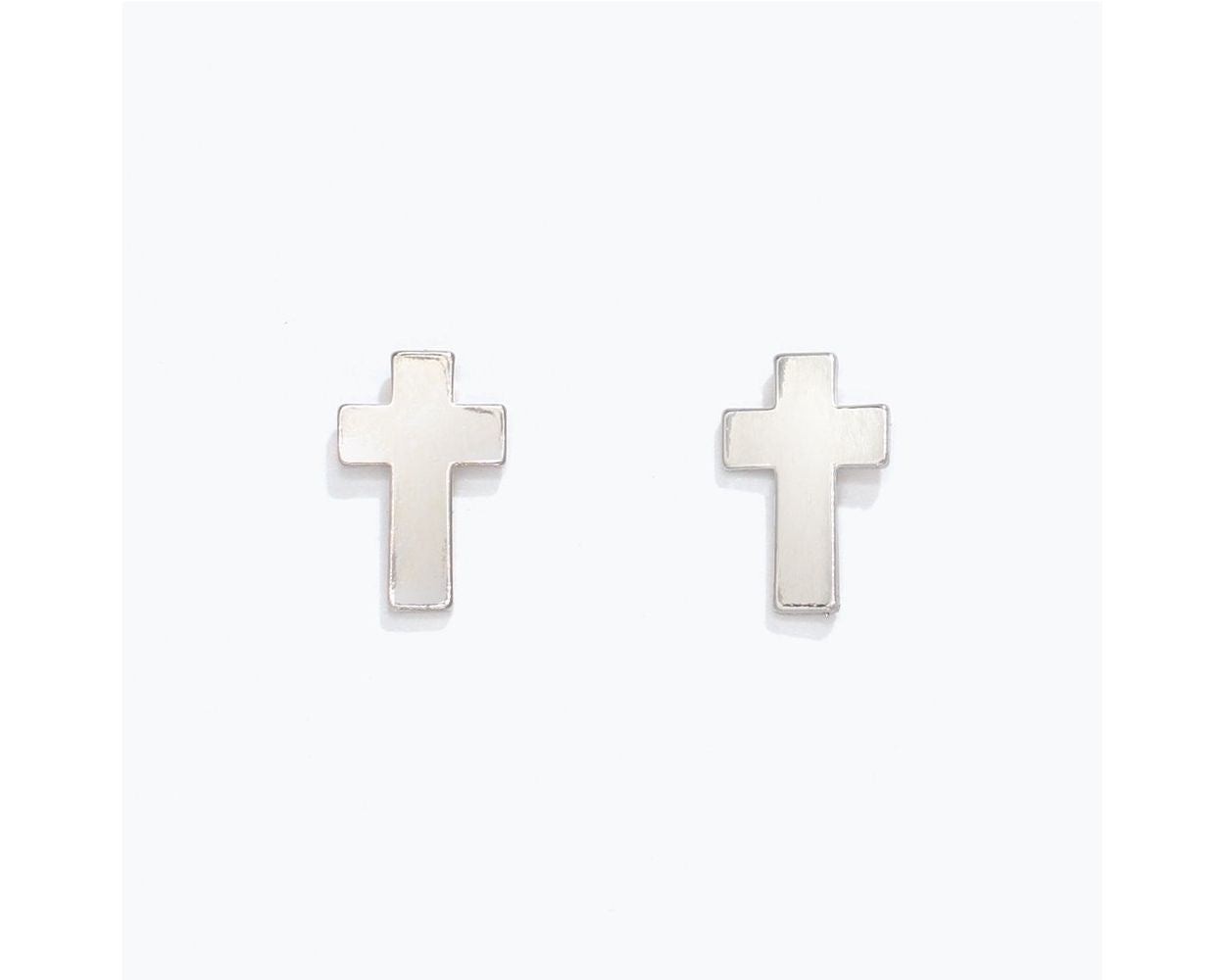 Polished Silver Cross Earrings