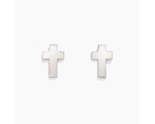 Polished Silver Cross Earrings