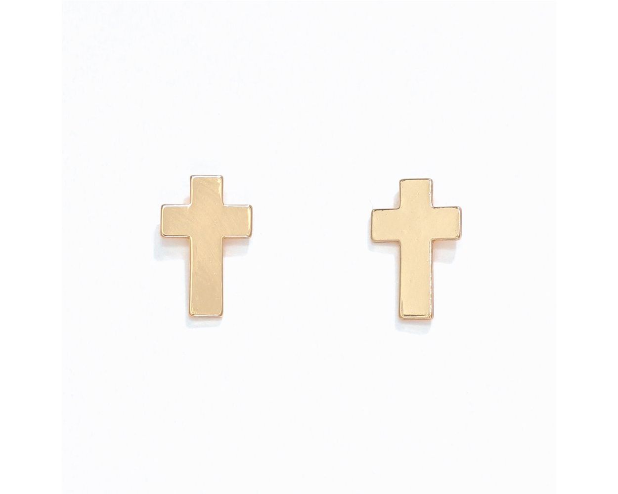 Polished Gold Cross Earrings