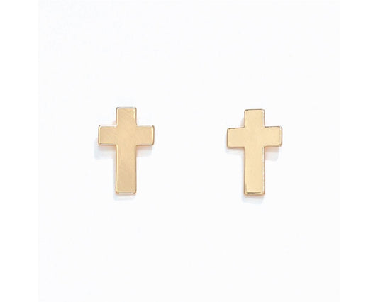 Polished Gold Cross Earrings
