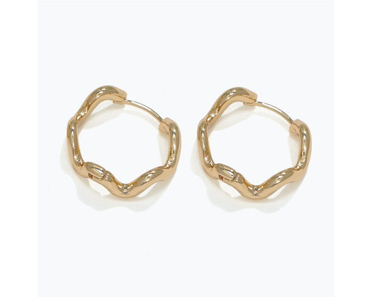 Gold Wavy Hoops