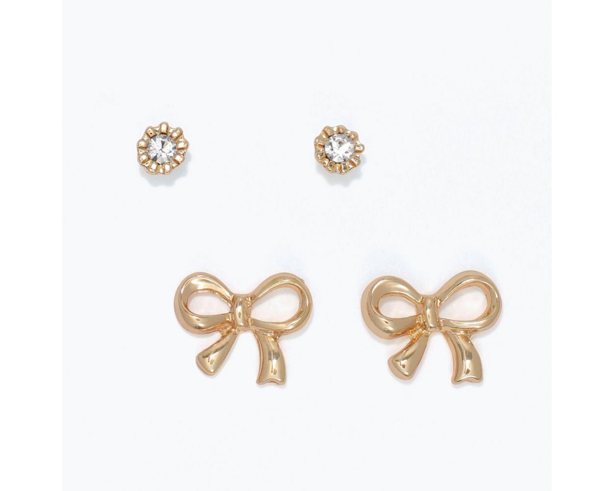 Crystals & Lovely Gold Bow Earrings