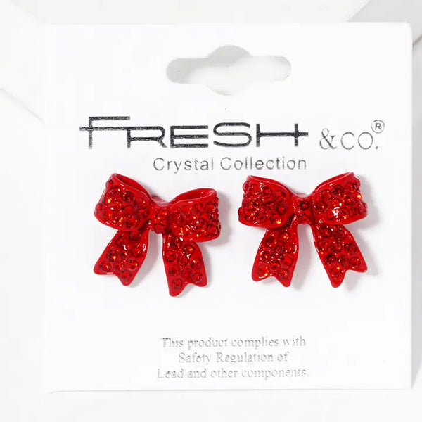 Rhinestone Bow Shape Post Earrings