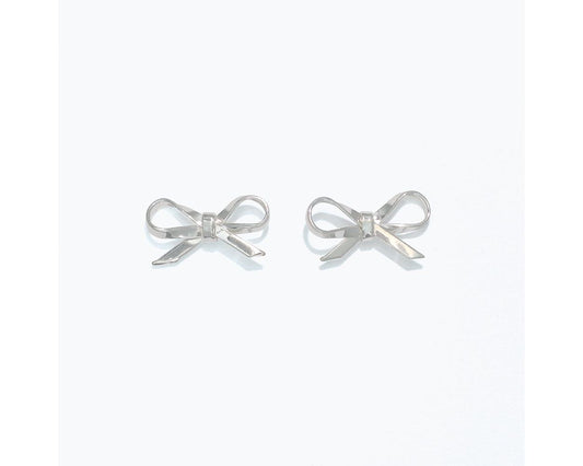 Cuties Bright Silver Bow Earrings
