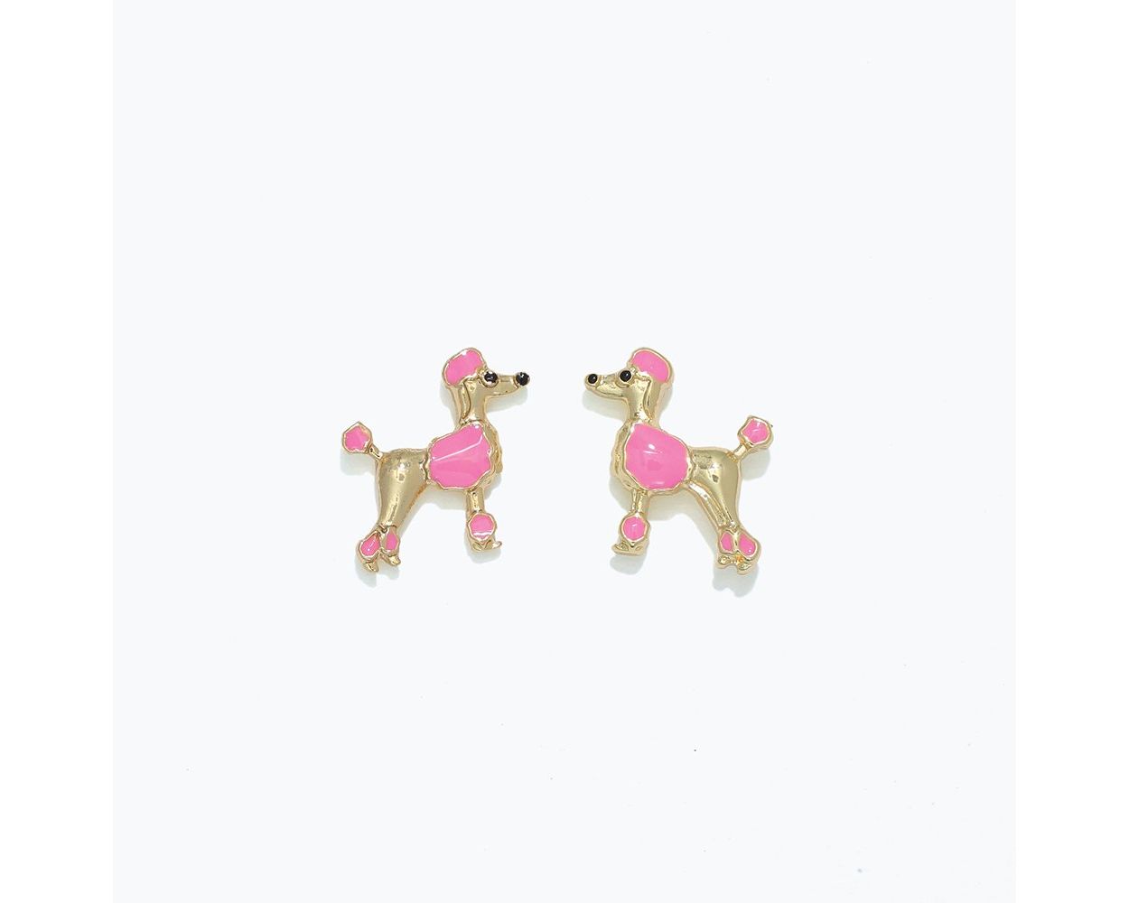 Cuties Pink & Gold Poodle Earrings