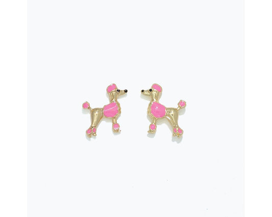 Cuties Pink & Gold Poodle Earrings