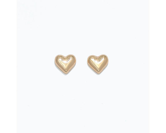 Cuties Polished Gold Puff Heart Earrings