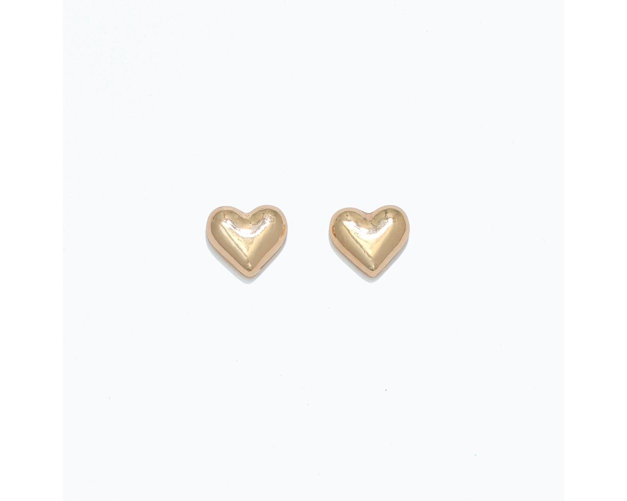 Cuties Polished Gold Puff Heart Earrings