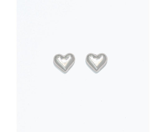 Cuties Polished Silver Puff Heart Earrings