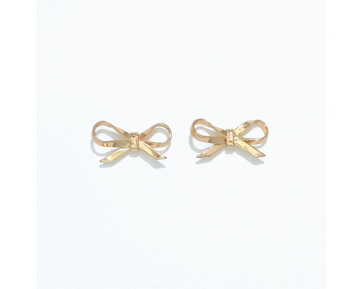 Cuties Polished Gold Bow Earrings