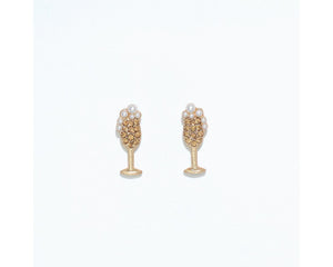 Cuties Gold Champagne Flute Earrings