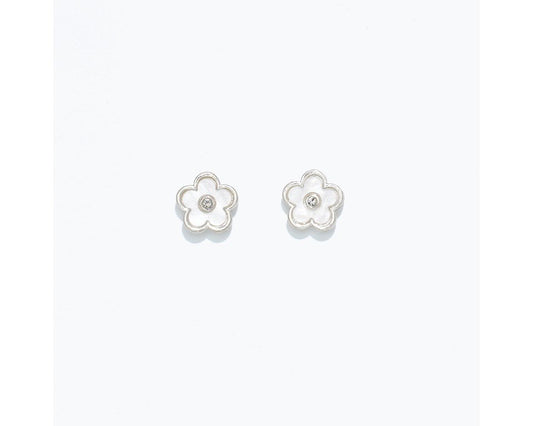 Cuties White Flower with Jewel Earrings