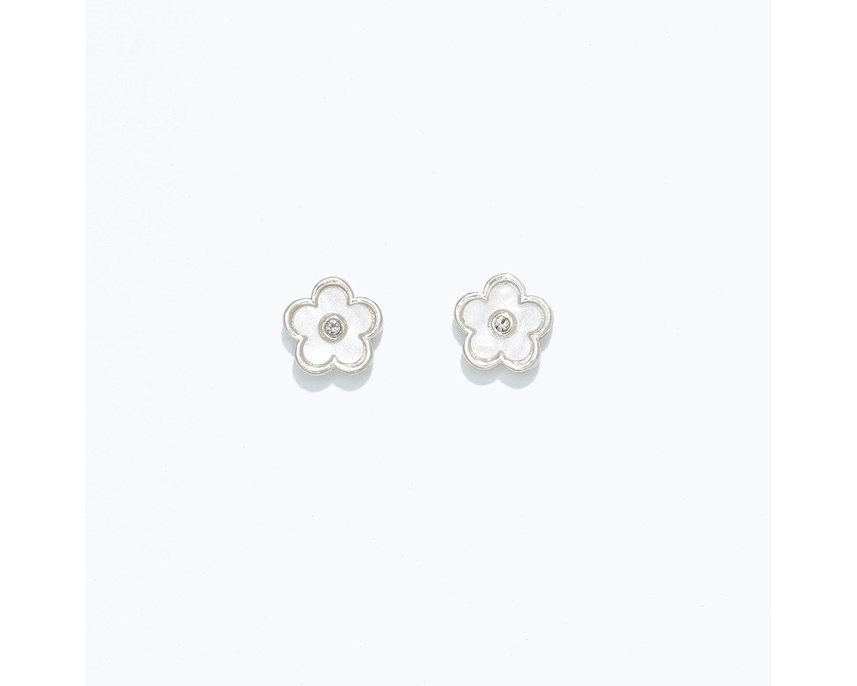 Cuties White Flower with Jewel Earrings