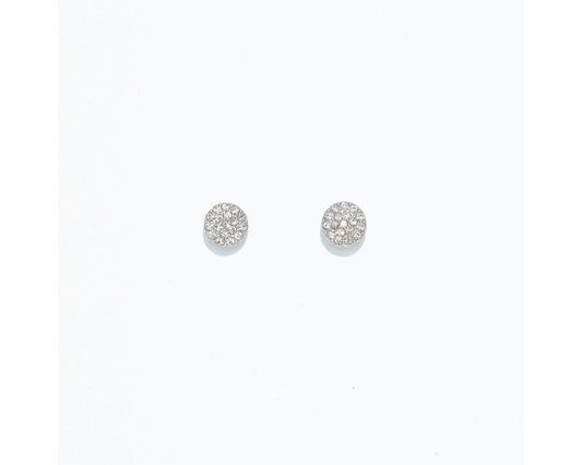 Cuties Silver Rhinestone Disc Earrings