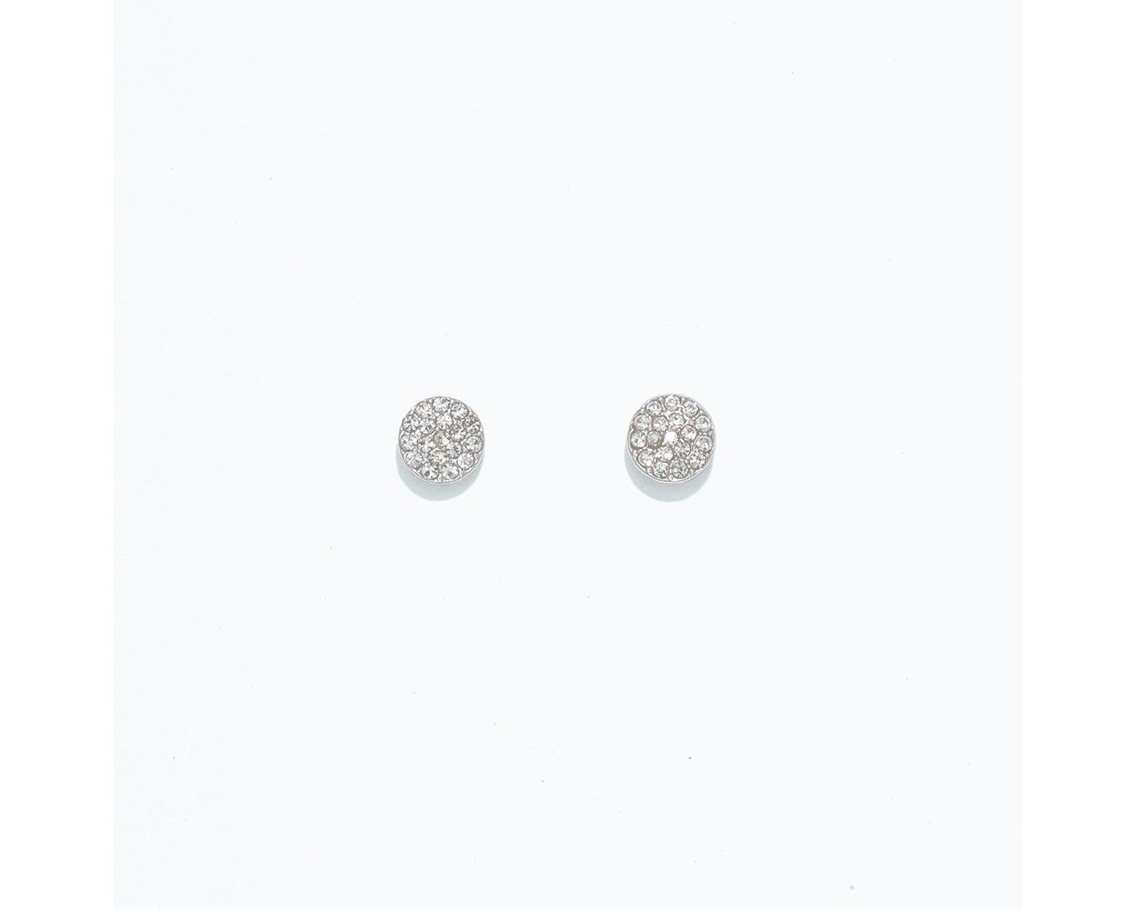 Cuties Silver Rhinestone Disc Earrings