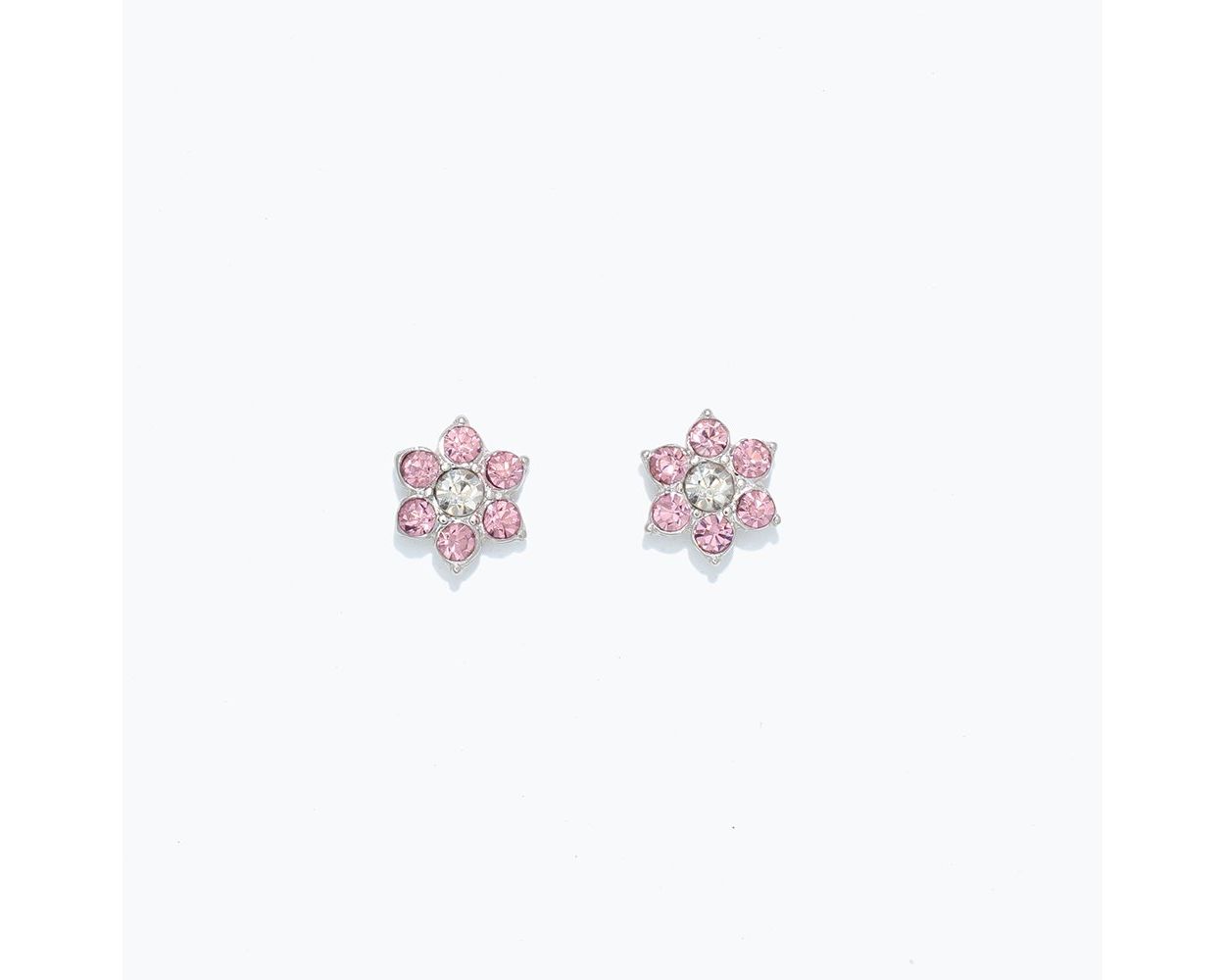 Cuties Pink Crystal Flower Earrings