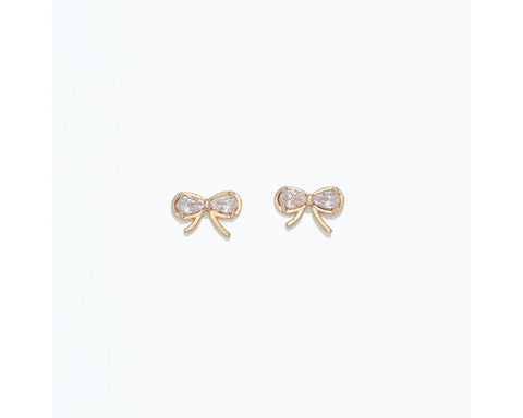 Cuties Gold Bow with Crystals Earrings