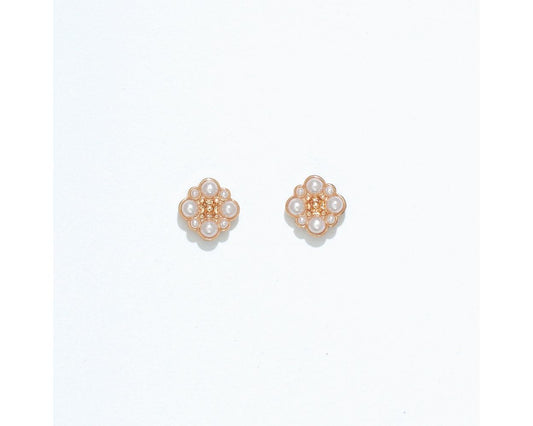 Cuties Gold Square with Pearls Earrings