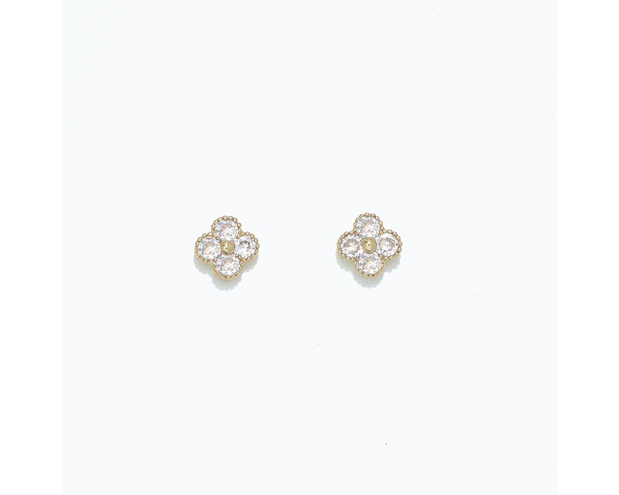 Cuties Gold Clover with Crystal Earrings