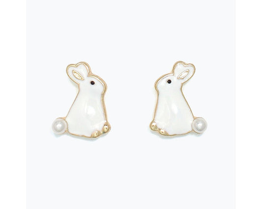 Cuties Bunnies With Pearls Earrings