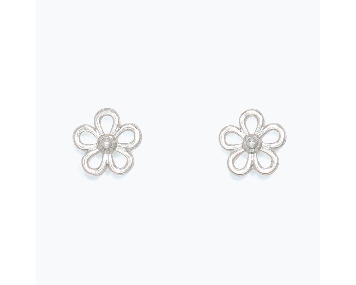 Cuties Open Silver Flowers Earrings