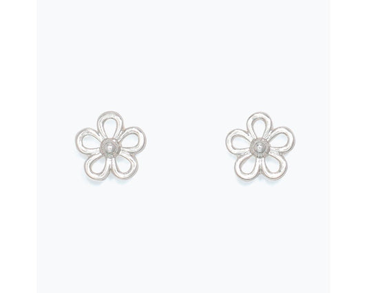 Cuties Open Silver Flowers Earrings
