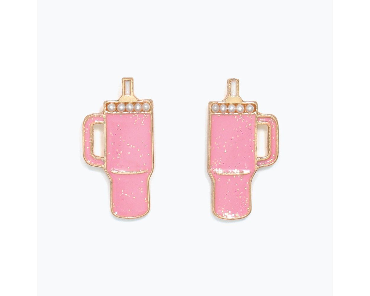 Cuties Pink Enamel Tumblers Earrings