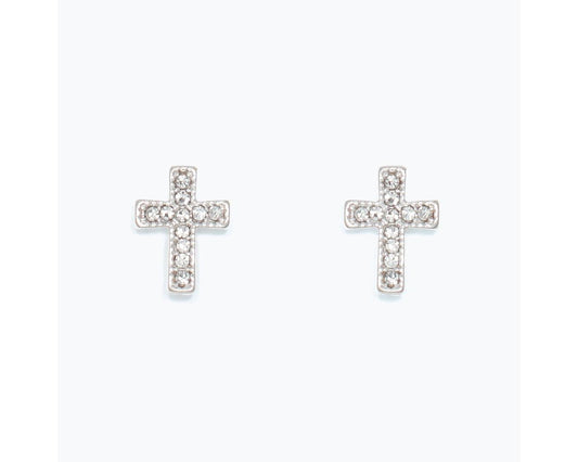 Cuties Silver Crystal Crosses Earrings