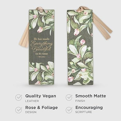 Everything Beautiful Green Faux Leather Bookmark