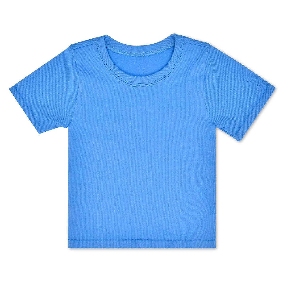 Youth Bright Blue Ribbed Short Sleeve Shirt