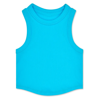 Youth Turquoise Cropped Racer Back Top