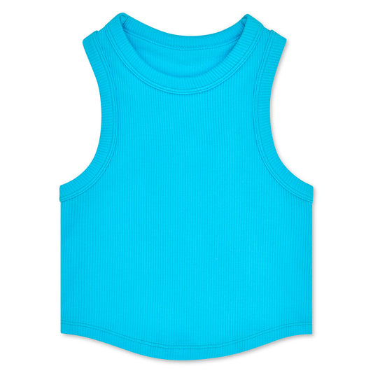 Youth Turquoise Cropped Racer Back Top