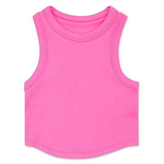 Youth Bright Pink Cropped Racer Back Top