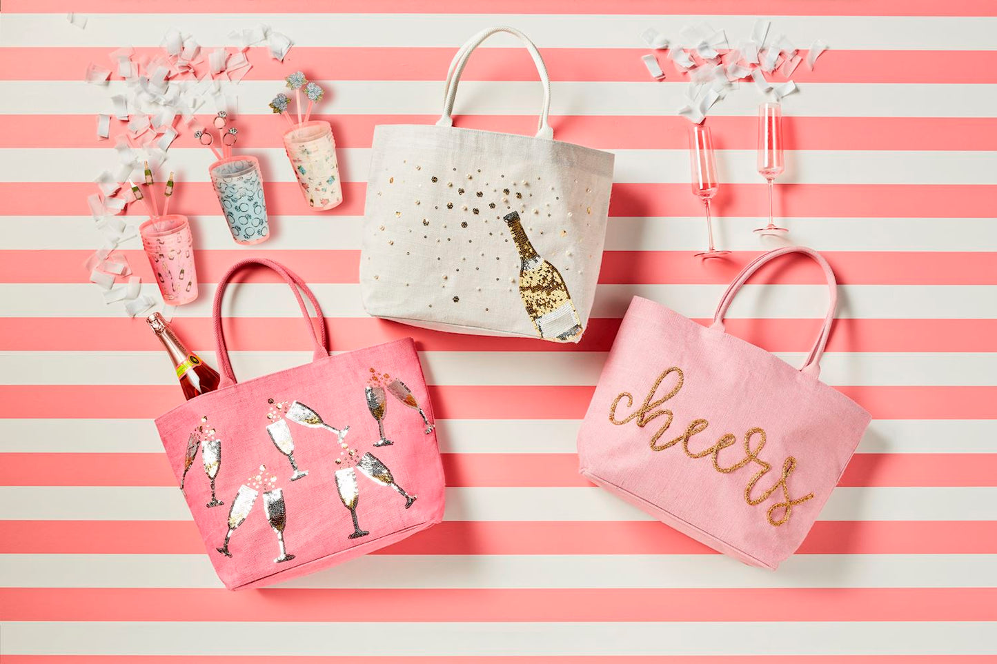 Mud Pie Cheers Sparkle Totes