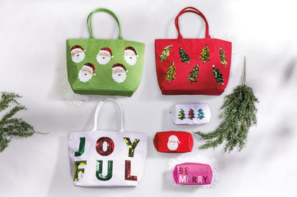 Mud Pie Holiday Classic Sparkle Totes