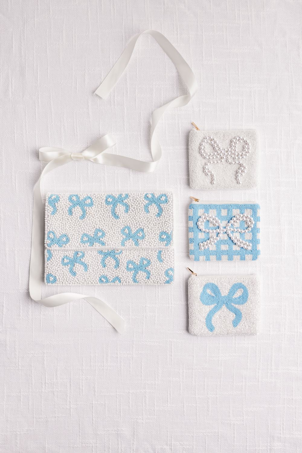 Mud Pie Bow Beaded Zipper Pouch