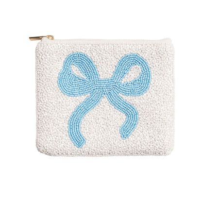 Mud Pie Bow Beaded Zipper Pouch