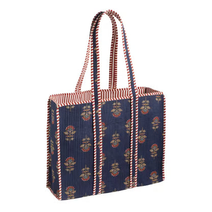 Mud Pie Navy Harvest Block Print Tote